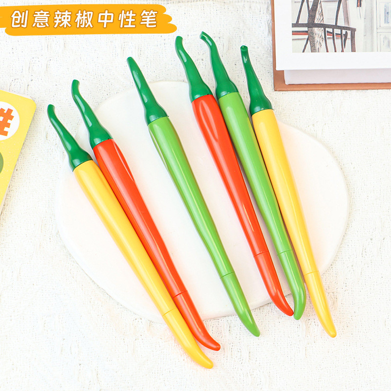 ปากกาเจล-สไตล์เกาหลี พริกชี้ฟ้าจําลอง. เรียบ แห้งเร็ว-ดํา-0.5มม