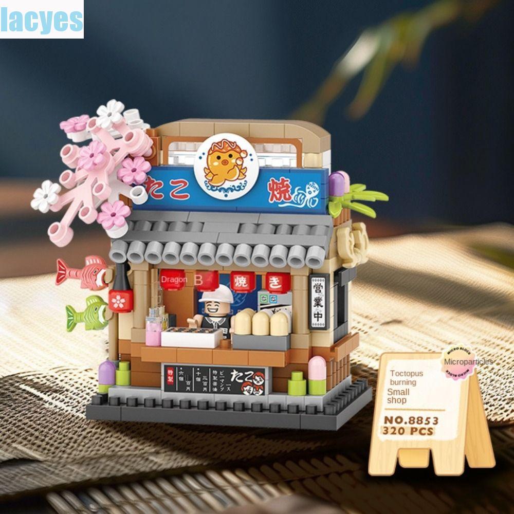LAYES สถาปัตยกรรมรุ่น Building Blocks, Ice Cream Car ร้านอาหาร DIY Building Blocks Kit, Street View 