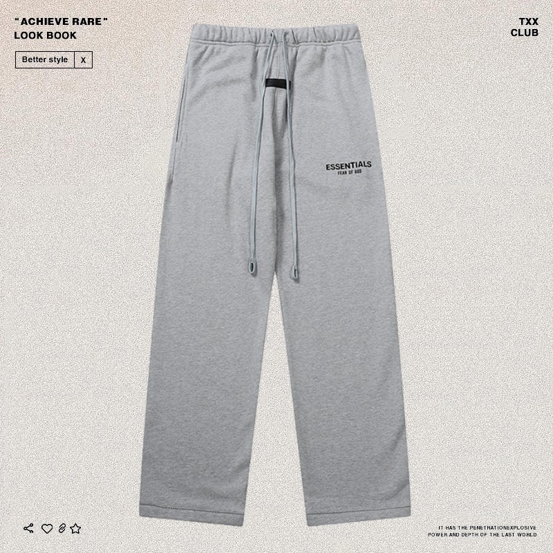 FEAR OF GOD Double Line ESSENTIALS Flocking พิมพ์กางเกงลําลอง FOG High Street หลวมตรงกางเกง Sweatpan