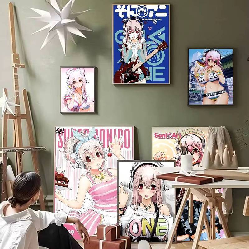 โปสเตอร์ Super Sonico แบบ.Canvas Art สำหรับตกแต่งบ้านและ-cafe