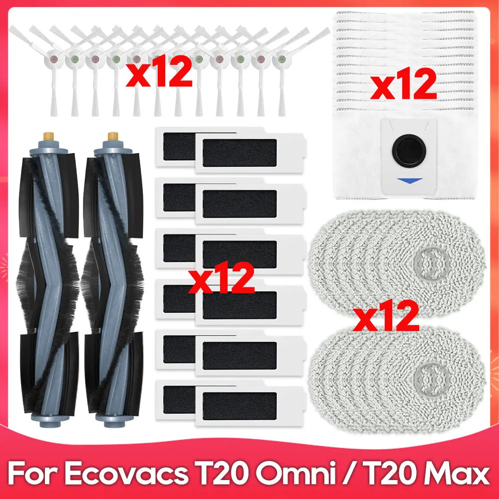 ใช้งานร่วมกับสําหรับ Ecovacs T20 OMNI, T20 Max, T20 Pro, X1 Omni, X1 Turbo, V830, V831 แปรงกรอง Mop 
