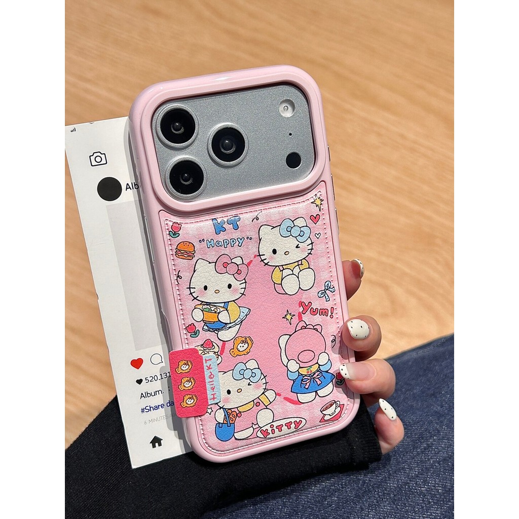 ญี่ปุ่นน่ารักน่ารักหนังสีชมพูเหมาะสําหรับ ไอโฟน17โปรแม็กซ์ เคสโทรศัพท์ 16/14/15 ไอโฟน 14