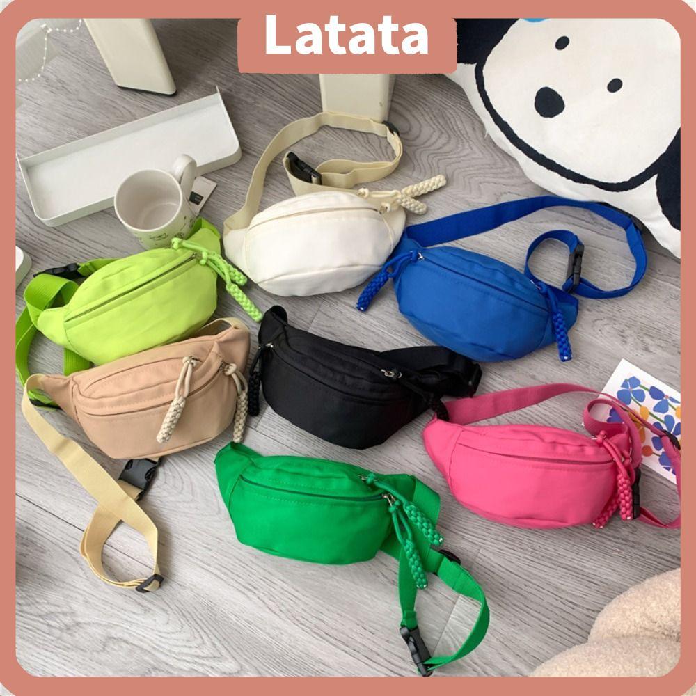 LATATA กระเป๋าคาดหน้าอกและสะพายข้างสำหรับเด็ก ทำจากผ้าแคนวาสมีความจุมาก กันน้ำ ดีไซน์แฟชั่น