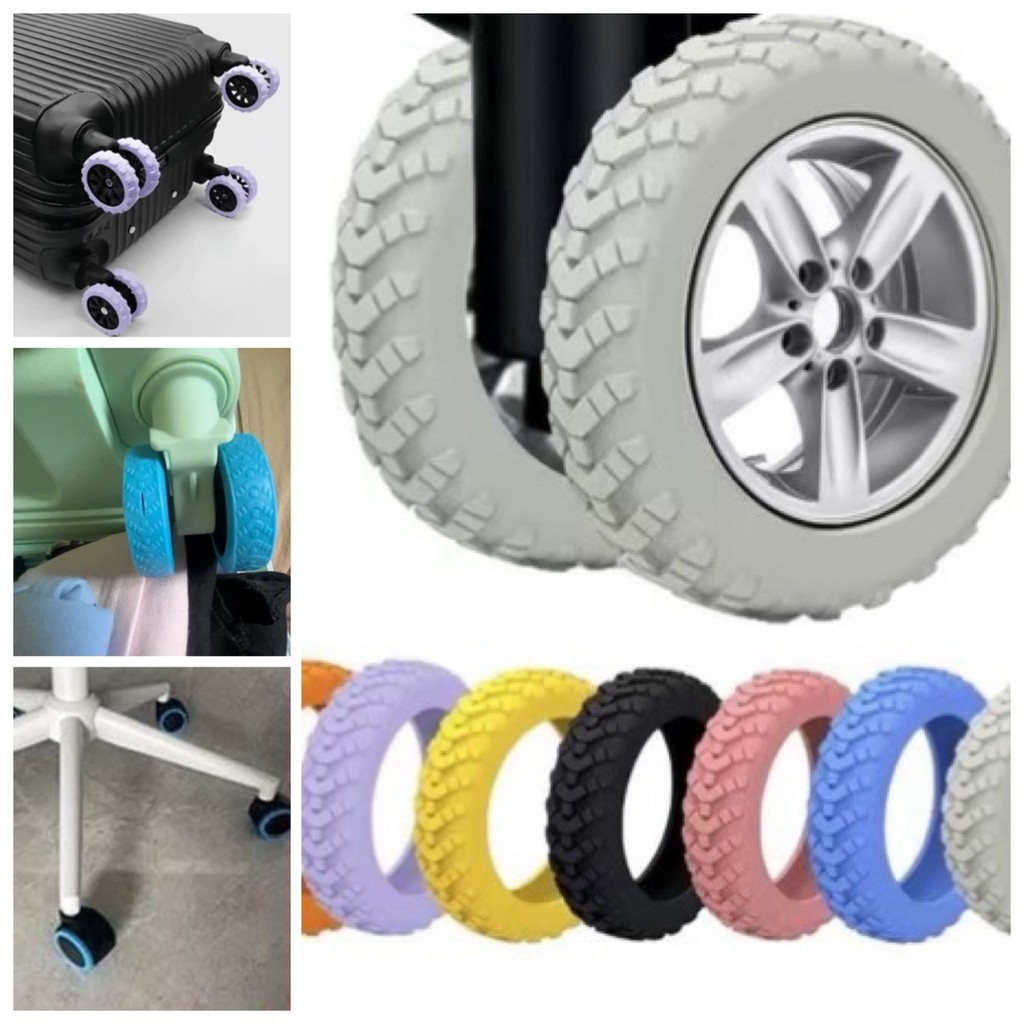 💙 ยาง ล้อ กระเป๋าเดินทาง ซิลิโคน ยางหุ้มล้อ กระเป๋าลาก ปลอกยาง ชุด 8 ชิ้น ป้องกันล้อ เสียงเงียบ รุ่นอัพเกรด 💙