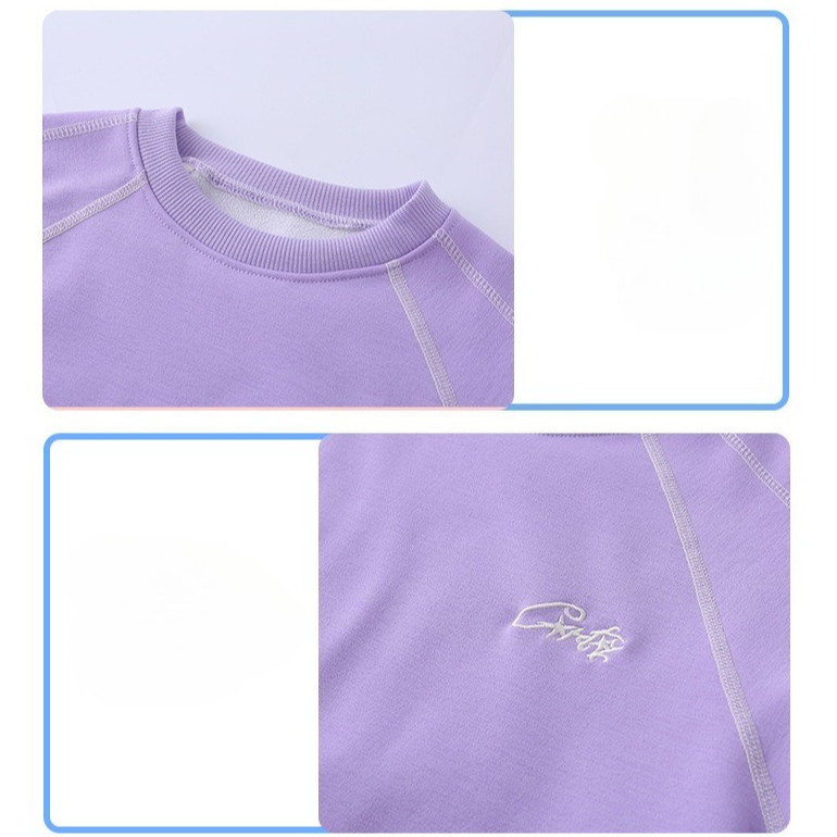 ฤดูใบไม้ร่วงฤดูหนาวเด็กขนแกะเสื้อกันหนาวหมวกกางเกงชุด2025ใหม่ชายหญิงกีฬาที่อบอุ่นเสื้อสวมหัววอร์มสองชิ้น - รูปที่ 4