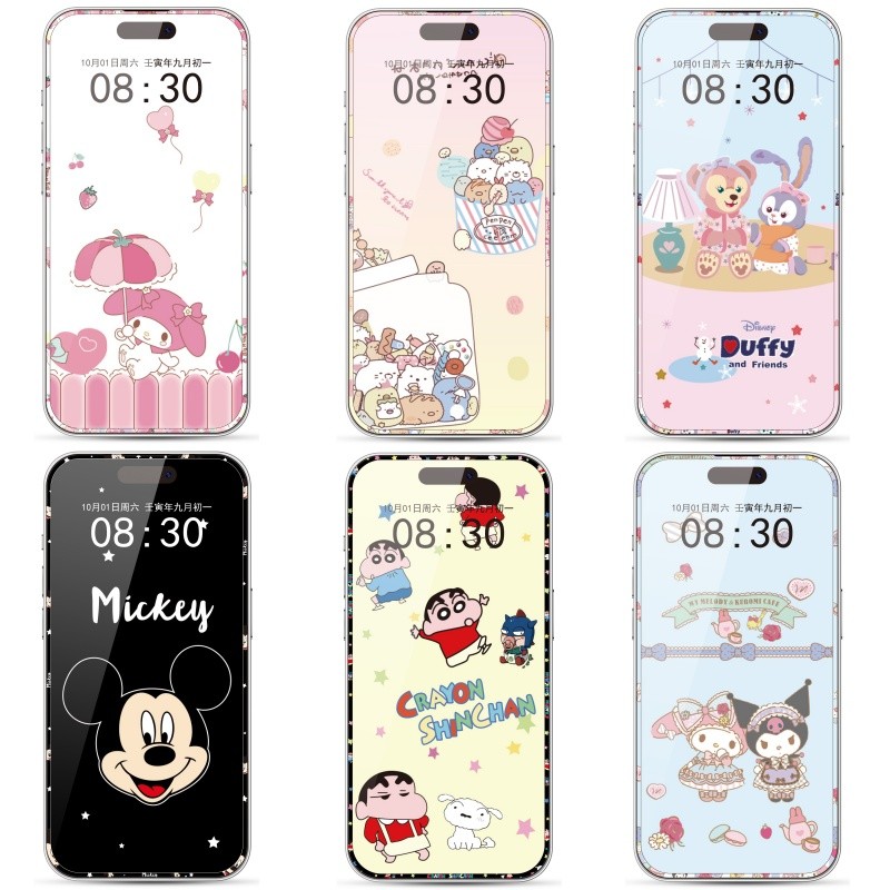 3D น่ารักกระจกนิรภัยการ์ตูนกระจกนิรภัยเต็มรูปแบบสําหรับ iphone x xs xsmax xr 11 12 13 14 15 16 17 Pro max plus