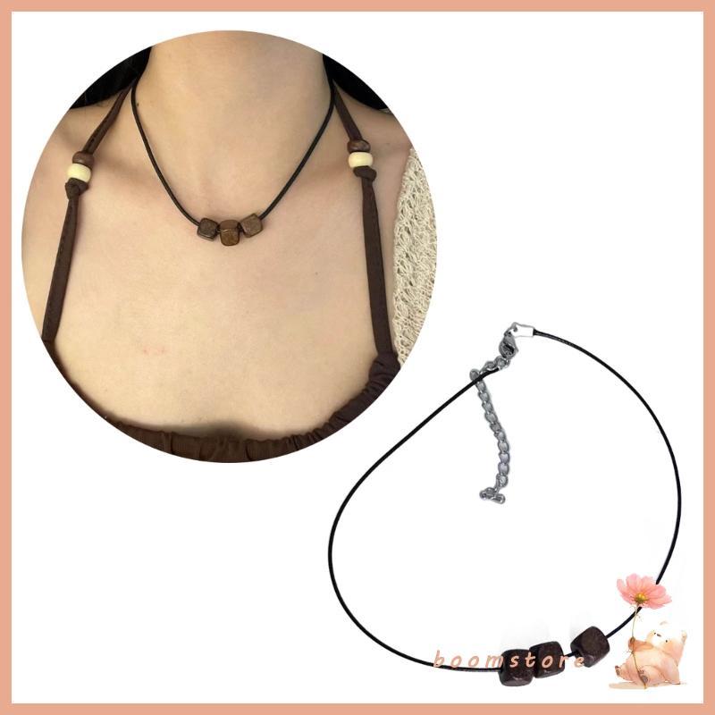 สร้อยคอคล้องข้อพันธ์ 3 มิติ พร้อมลูกปัดสำหรับทั้งผู้ชายและผู้หญิง ด้วยเชือกวัสดุPU