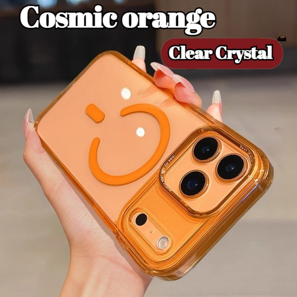 ใหม่ 17 Series Cosmic สีส้มคริสตัลใสแม่เหล็กโปร่งใสเคสโทรศัพท์สําหรับ IPhone 17 Pro Max 17 Air 15 16 Pro Max Hard ปลอกกันกระแทก