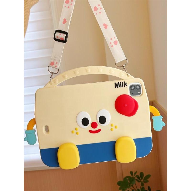 การ์ตูนสร้างสรรค์ตลก 3D นมกล่องสําหรับ IPad10.2 Shell Ipad10th 5th ฝาครอบ Mini6/7 Air11 M2/3 ฝาครอบซิลิโคน Air4/5 10.9 Anti-fall กรณี IPadPro11 M2 Ipad11th Air7 Anti-bending ฝาครอบ