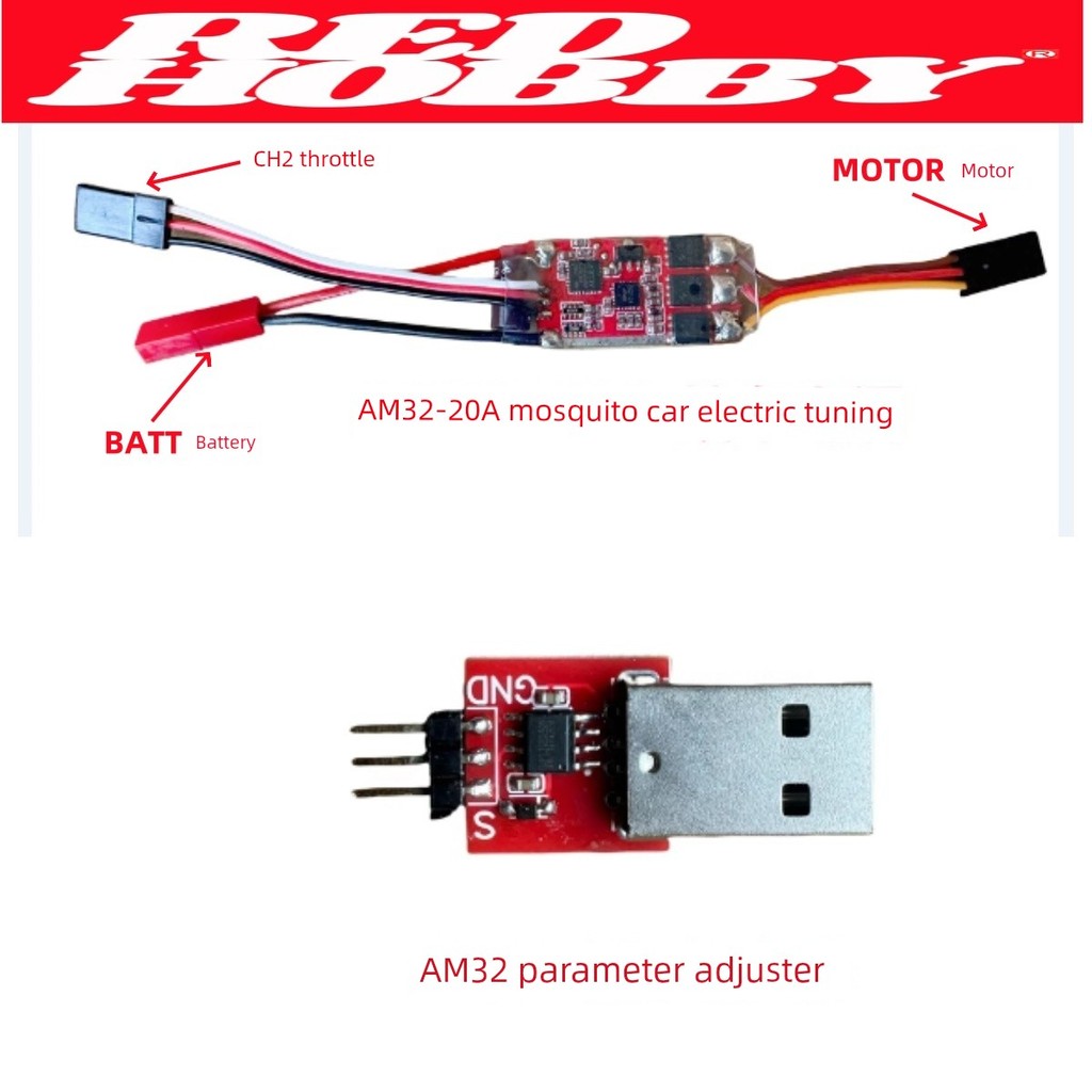 ของเล่นเด็ก รถบังคับวิทยุ RedHobbyESC Mini 20A brushless ESC 1/24 1/28 1/32รถควบคุมระยะไกลรถยุง ESC 