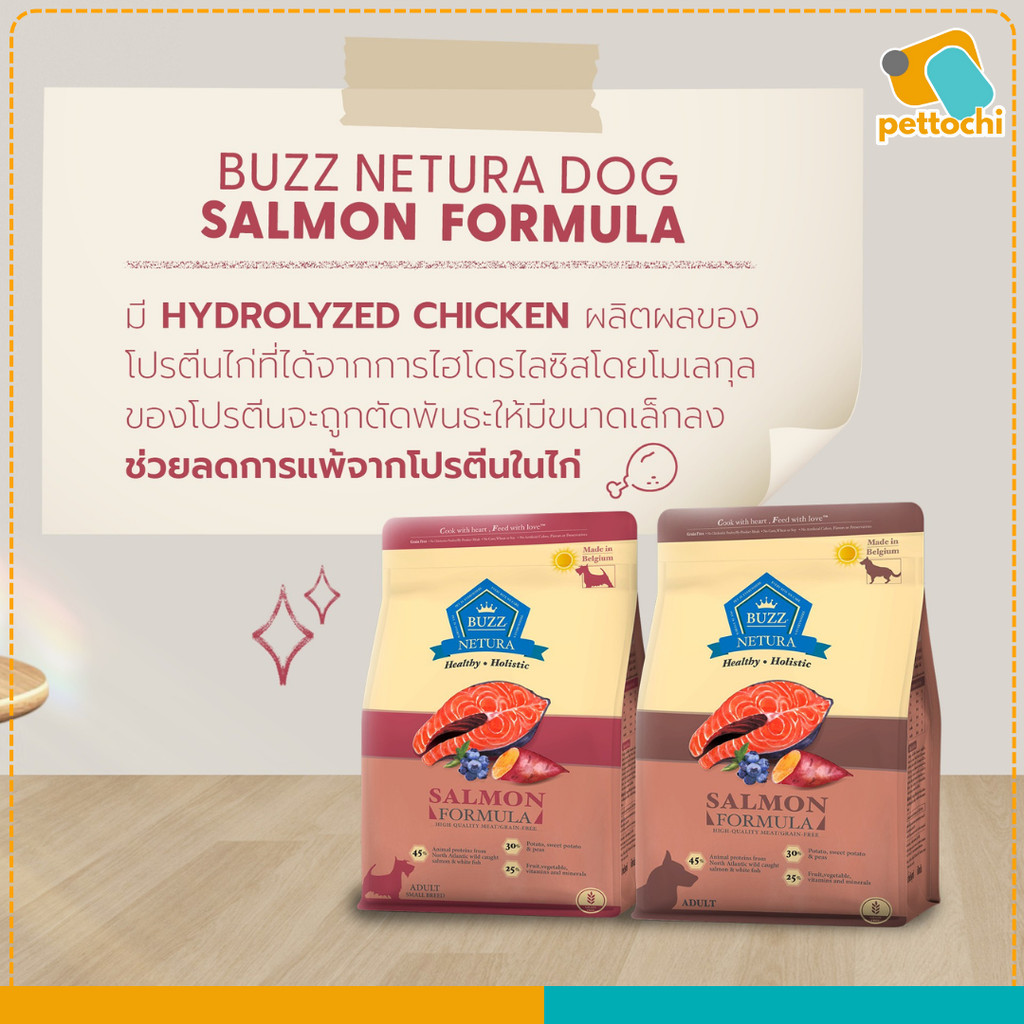 Buzz Netura บัซซ์ เนทูร่า อาหารสุนัขโตเกรดพรีเมียม โฮลิสติค เกรนฟรี 800g-2.5kg - รูปที่ 6