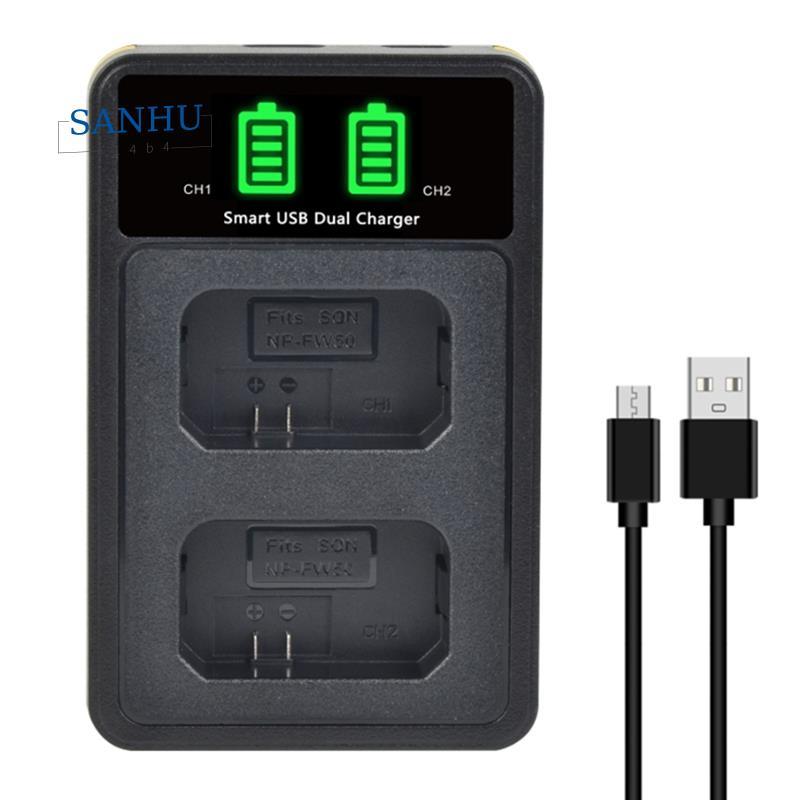 FW50 Battery Dual Charger NP-FW50 LED USB Dual Charger NP-FW50
