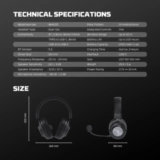 FANTECH หูฟังเกมมิ่ง หูฟังเกมมิ่งครอบหู Gaming Headset คุณภาพเสียงสูง พร้อมไมโครโฟนในตัว รุ่น WHG05