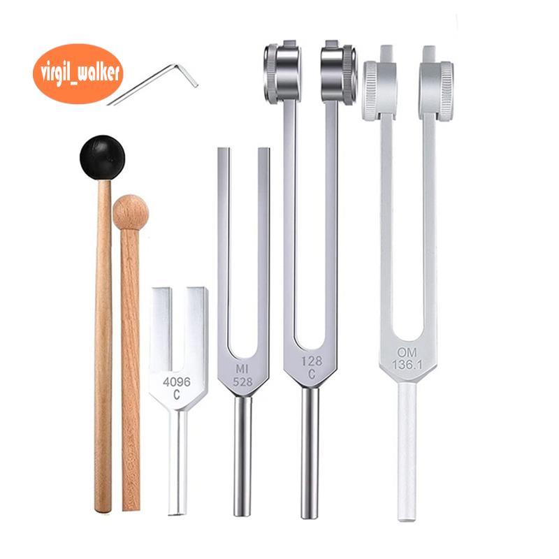 ชุดส้อมปรับแต่ง 4 ชิ้น (128Hz, 136.1Hz, MI 528Hz, 4096Hz),สําหรับ Healing Chakra,Sound Therapy,Relie