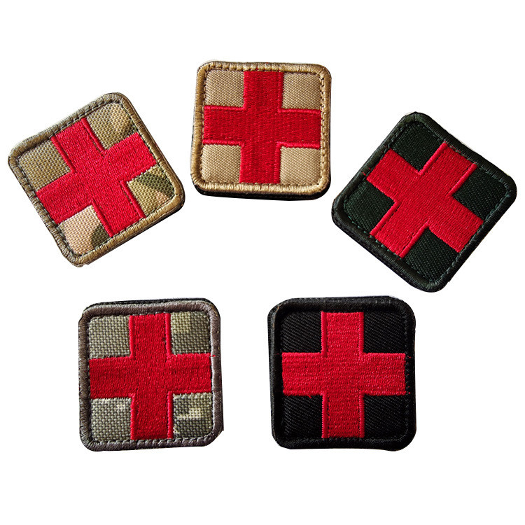 Spot Goods#Red Cross Rescue Therapy Badge Embroidered Velcro Patch Tactical Armband EMT MED Patch Ba