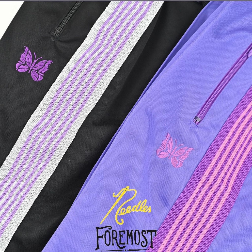 พร้อมส่ง NEEDLES 23SS กางเกงวอร์มLimited สีเงินประกายระยิบระยับลายตาข่ายชมพูอ่อน