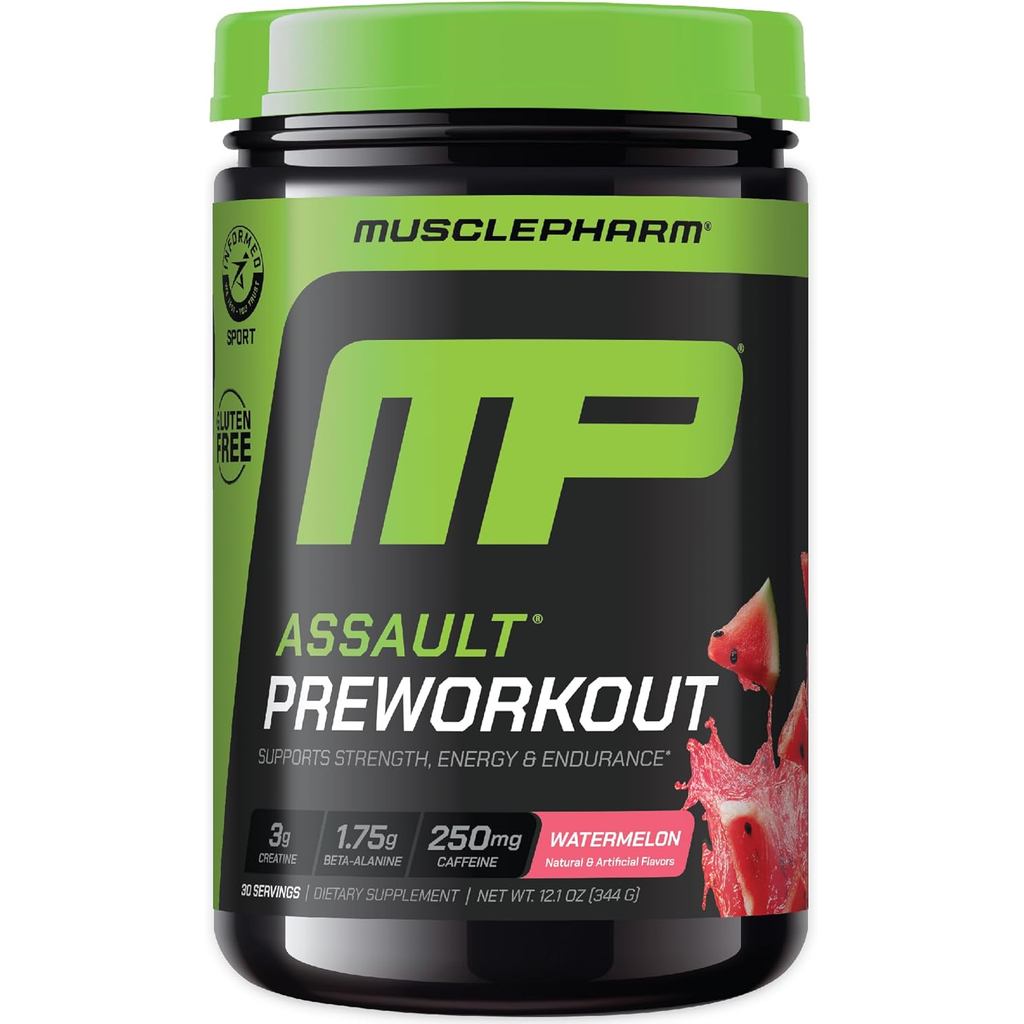 MusclePharm Assault Pre Workout Powder for Men & Women – Energy & Strength Boost อาหารเสริม Pre-Work