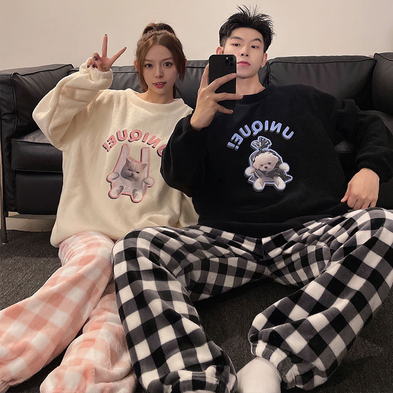 情侣睡衣秋冬款珊瑚绒加厚可爱男士女冬季法兰绒家居服年新款Couple Pajamas Autumn and Winter Coral Fleece Thickened Cute Men20251025