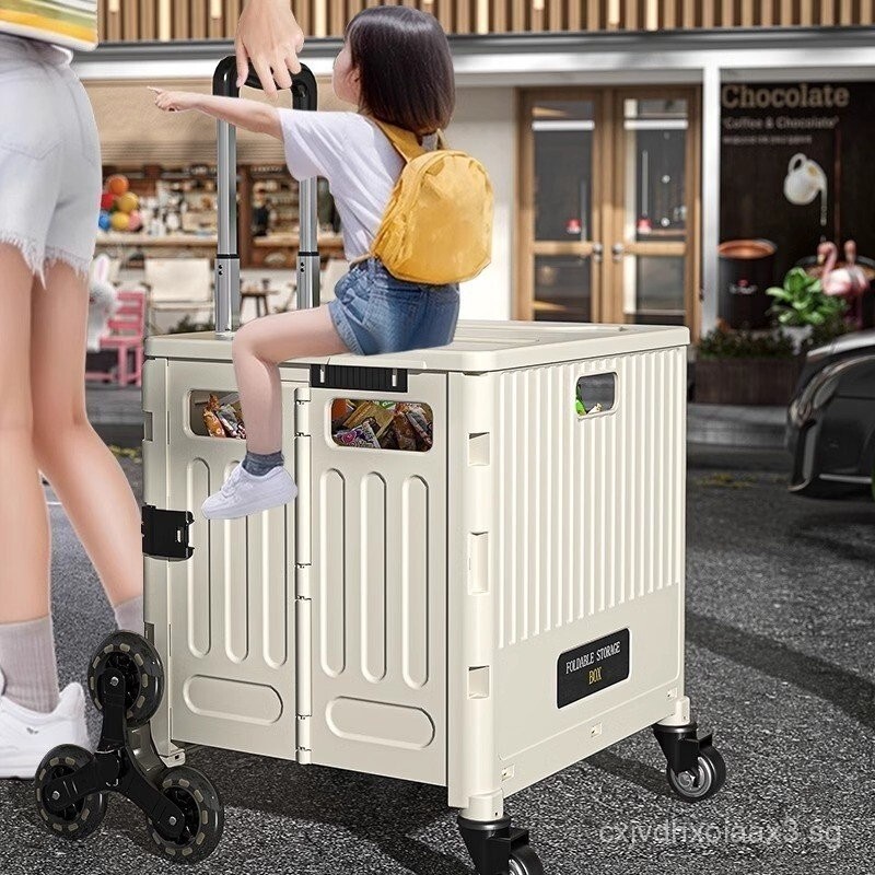 Shopping Cart Luggage Trolley Take Express Portable Folding Shopping Cart Stall Trolley Household Tr
