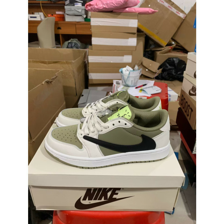 2023new 3 S travis Ma x Air Jordan 1 Retro LOW Cactus JACK fz3124-200 ใช้งานได้