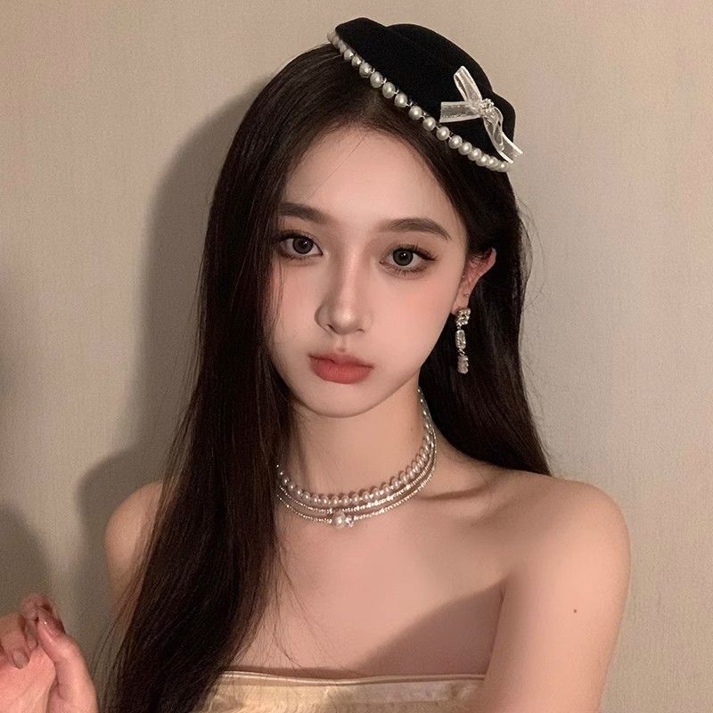 Hepburn Top Hat Bow Jk หมวกผู้หญิง Dome Sailor Hairpin