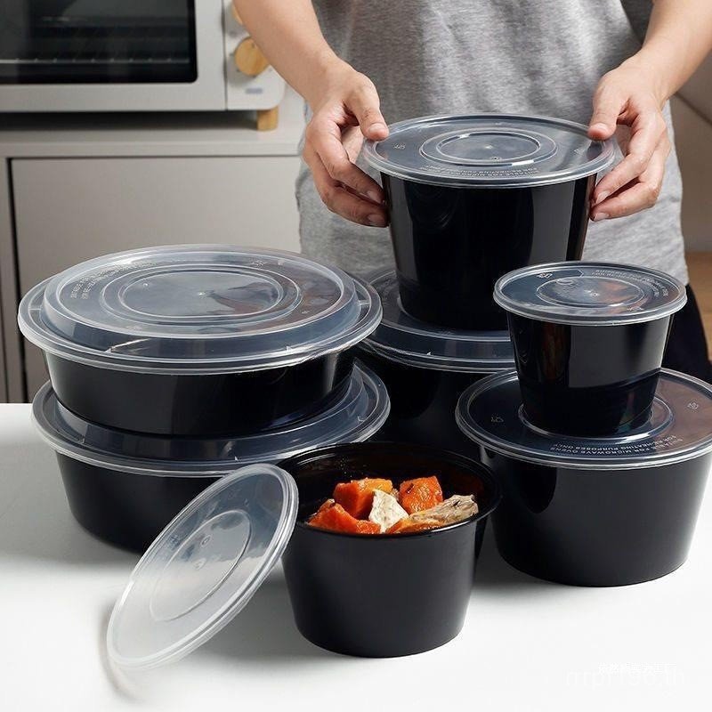 Lobster Takeaway Round Basin Soup Box Mala Tang ชามกลมแบบใช้แล้วทิ้งพลาสติกโปร่งใสสีดํากล่องอาหารกลา