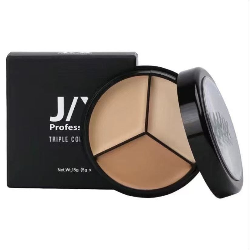 JIX Tricolor คอนซีลเลอร์ปกปิดจุดด่างดําสิวและความหมองคล้ําอายแชโดว์ Foundation Make-Up