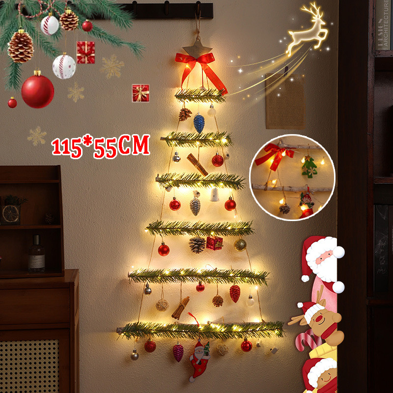 🎄คริสต์มาส ต้นคริสต์มาส แบบ DIY ติดผนัง แขวนประตู สร้างบรรยากาศคริสต์มาส 115cm เรืองแสงในที่มืด ตกแต่งผนัง