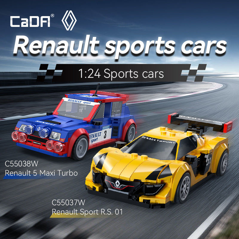 อิฐ CADA Racers 1:24 C55037 Sport RS.01 | C55038 Maxi Turbo RENAULT ใบอนุญาตอย่างเป็นทางการ Budgeling Blocks รถของเล่นของขวัญ