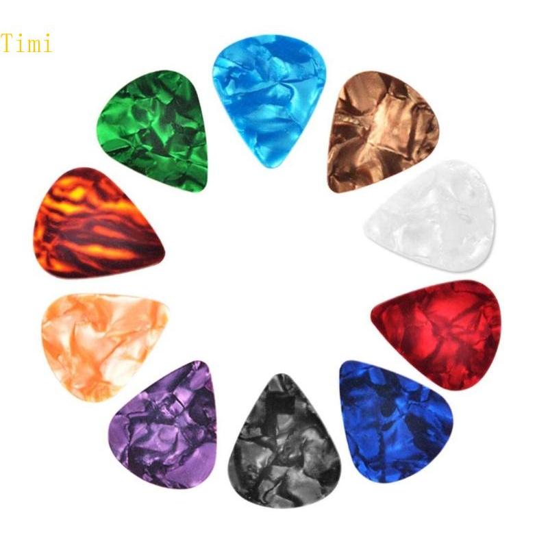 Timi 20 ชิ้นอะคูสติกกีตาร์เบสไฟฟ้า Pick 4 ความหนาที่แตกต่างกันลื่นกีตาร์ Pick Plectrums กีตาร์รูปหัว