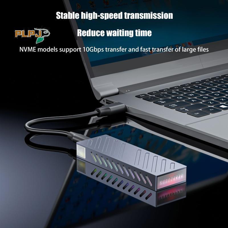 PLPJ M.2 NVMe SSD Enclosure อะแดปเตอร์อลูมิเนียม USB C 3.1 Gen2 10Gbps To NVMe PCIe ภายนอกกล่องสําหร