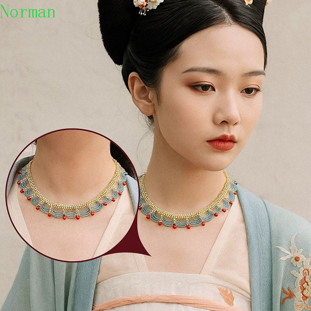 NORMAN1 สร้อยคอลูกปัด, Tang Ming Song Dynasty สไตล์ชาติพันธุ์กระโปรงหน้าม้า, Elegant Hanfu อุปกรณ์เส