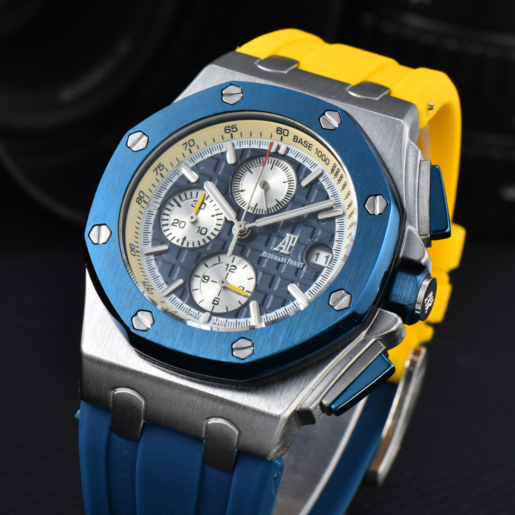 ใหม่ Mans Quarz นาฬิกาธุรกิจสันทนาการแฟชั่น Full Function Chronograph นาฬิกาข้อมือสายรัดซิลิโคน