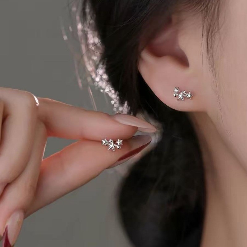 ส925เงินสเตอร์ลิงดาวต่างหูแฟชั่นสุภาพสตรีของขวัญสวมใส่ทุกวัน