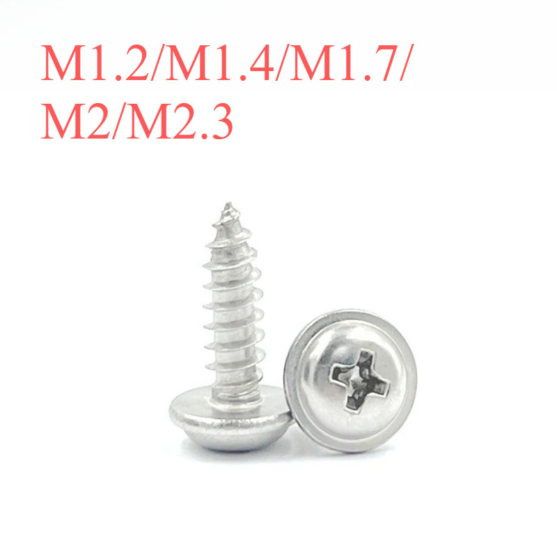 หัวกลมไขว้ชุบนิกเกิลพร้อมแผ่นแตะตัวเองหัวกระทะข้ามสกรูเมสัน M1.2/M1.4/M1.7/M2/M2.3YI