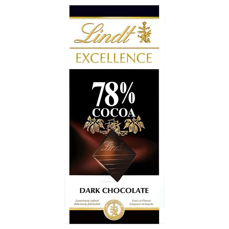 ลินด์ช็อกโกแลตเอ็กเซอร์เล็นซ์ดาร์ก78เปอร์เซนต์ 100ก Lindt Excellence Dark Chocolate 78Percent 100g [3046920010047 ]