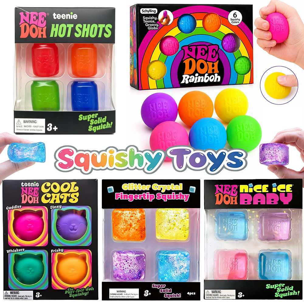 ความแปลกใหม่ NeeDoh Glitter Squishy ชุดของเล่นน้ําหนักเบามือยืดบีบของขวัญสําหรับเด็กผู้ใหญ่