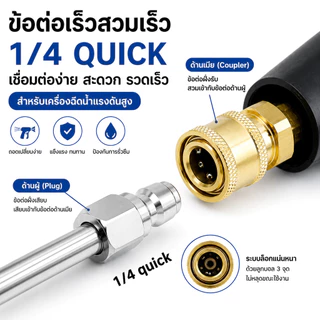 หัวฉีดแรงดันสูง 1/4 สายไฮดรอลิค ข้อต่อสวมเร็ว ใช้ล้างแอร์ รถ ต่อปั๊มน้ำ ก้านสแตนเลส มุมฉีด 30 90 U มีหลายรุ่นเลือก