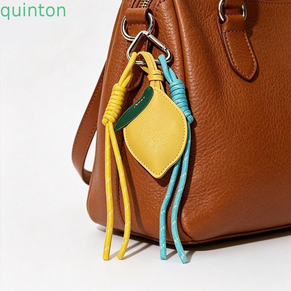 QUINTON พวงกุญแจมะนาว, Star Nylon PU Leather Hanger, Multi-color Wove Rope Fruit Cartoon Bag Pendant