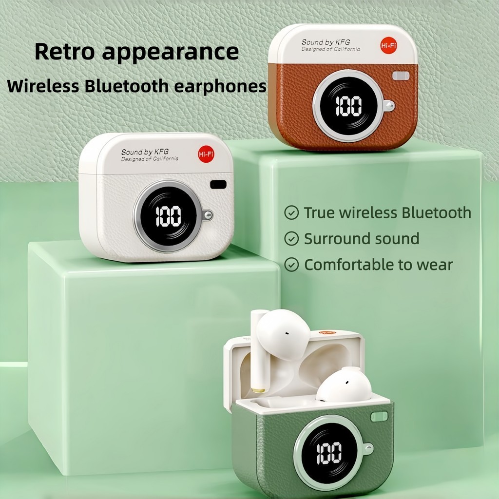 การออกแบบกล้องย้อนยุค, Wireless in ear Q86 Bluetooth Earbuds, รองรับการโทรและสัมผัส, เข้ากันได้กับระ