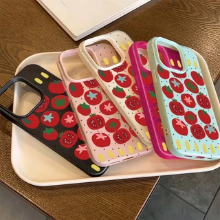 มะเขือเทศน่ารัก🍅 Silicone TPU เคสไอโฟน For iPhone 11 17 16 15 12 13 14 15 Pro Max 12 XR X XS Max 7 8 16 Plus เคสมือถือ