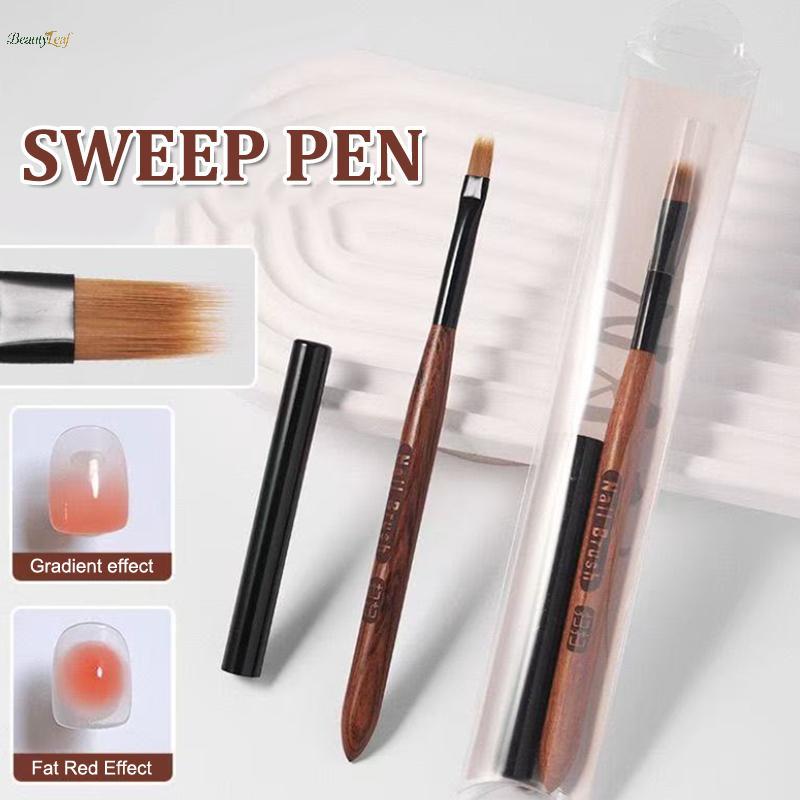 ปากกาทาสีเล็บสีออมเบรพร้อมฝาปิดทำจากไม้จันทน์เจลทาเล็บแปรงแบบหนาแปรงสำหรับทำเล็บมือคุณภาพสูง