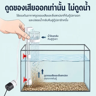 ตัวกรองบ่อปลา อุปกรณ์ดักมูลปลาแบบยกด้วยอากาศรุ่นใหม่ เครื่องดูดตะกอนตู้ปลา ช่วยทำความสะอาดตู้ปลาได้สะดวก