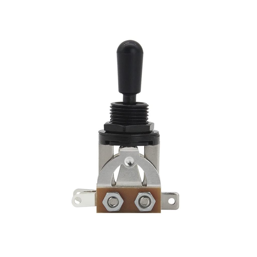 FLEOR 3 Way Guitar Toggle Switch Pickup Selector โลหะสีดําพร้อมปลายพลาสติกสีดํา