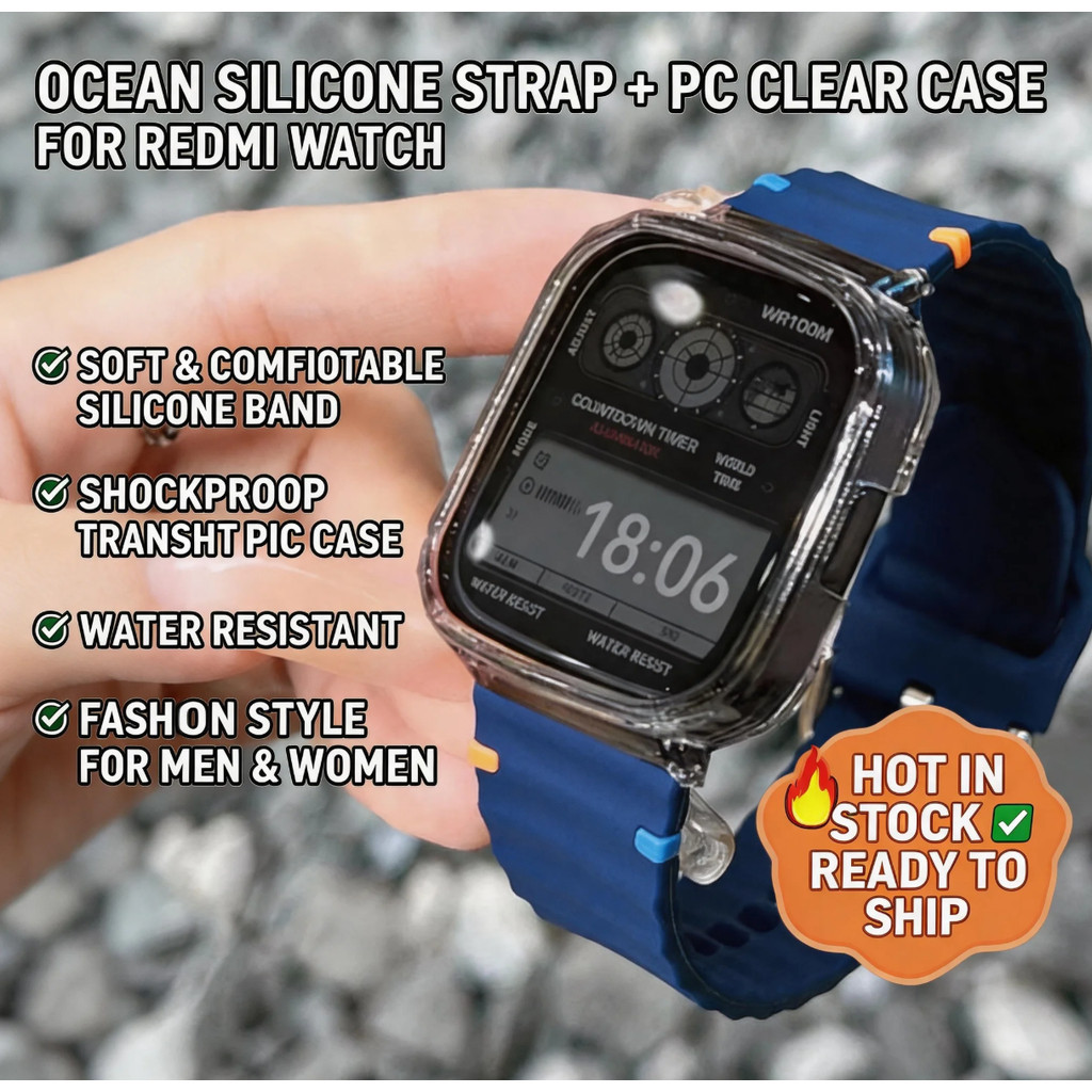for Redmi Watch 6 5 Redmi 4 5 Active 5 Lite เย็บสายซิลิโคนทางทะเลพร้อมสายรัดข้อมือเคสใส PC ส่วนบุคคล for Smartwatch strap