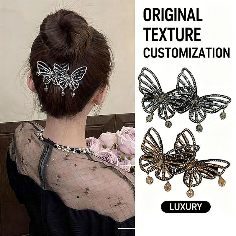2026 ใหม่ Retro Hollow Rhinestone กิ๊บติดผมผีเสื้อ,ประกายคริสตัล Drop พู่ด้านข้าง Barrettes, Elegant งานแต่งงานทุกวันอุปกรณ์เสริมผมสําหรับผู้หญิง