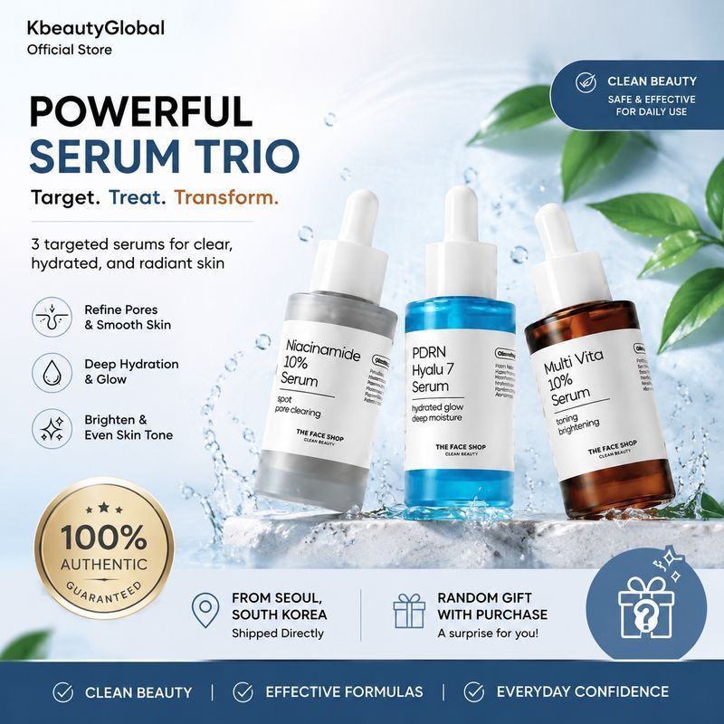 The Face Shop Serum Series 30ml - กระชับรูขุมขน, Vita 10% Brightening, PDRN Hyaluronic Acid 7 - 3 สี