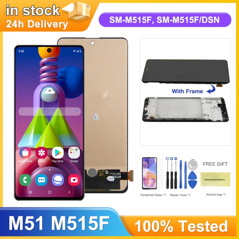 M51 จอแสดงผลกรอบ,สําหรับ Samsung Galaxy M51 M515 M515F จอแสดงผล Lcd Touch Screen Digitizer สําหรับ S