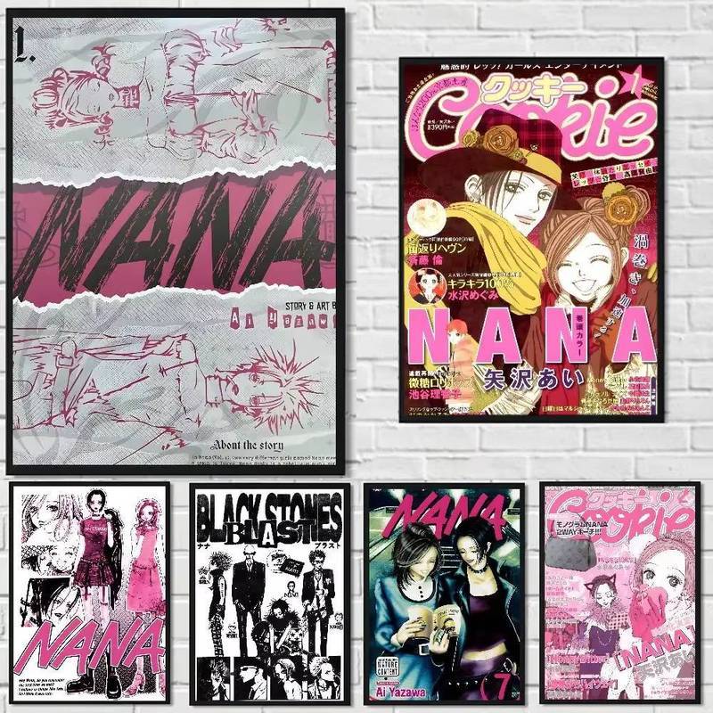 Nana หินสีดําอะนิเมะเพลง Punk Vintage โปสเตอร์ไม่มีกรอบ HD ผ้าใบ Wall Art ภาพวาดห้องนอนห้องนั่งเล่นต