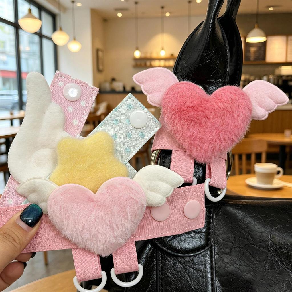 Kawaii Plush Love Heart D-Type Extender Hook Bag Charm - แบบพกพาที่ถอดออกได้กระเป๋าสายคล้องตกแต่ง Key จี้ - Lady กระเป๋าอุปกรณ์เสริมปัจจุบัน